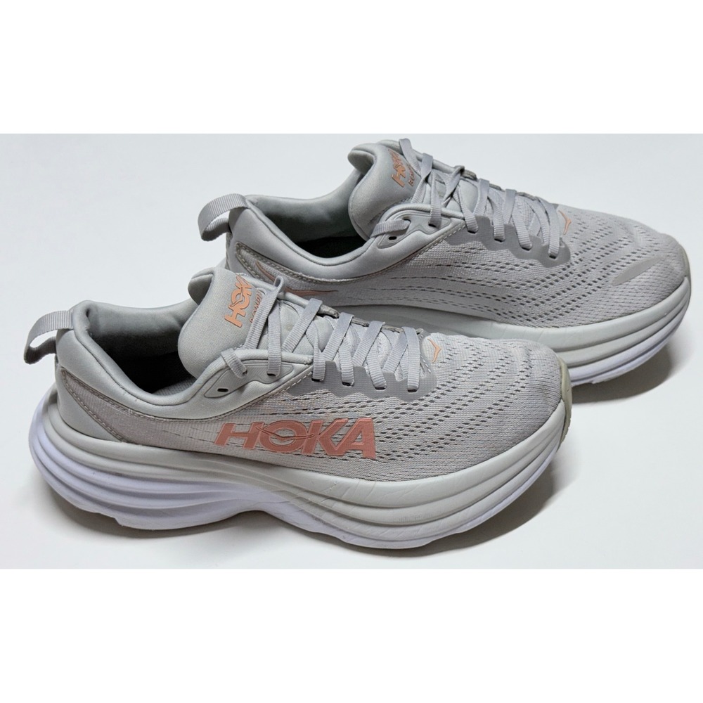 Hoka Bondi 8 Harbor Mist Rose Gold Running Shoes Womens 8B 1127952 HMLR